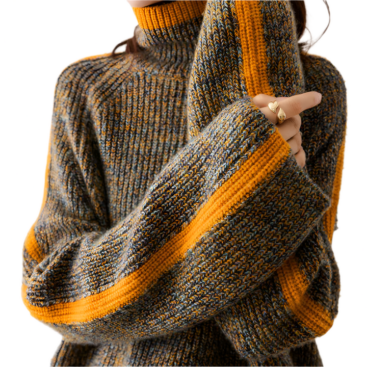 Lena | Stilfuld Color-Block Turtleneck Sweater