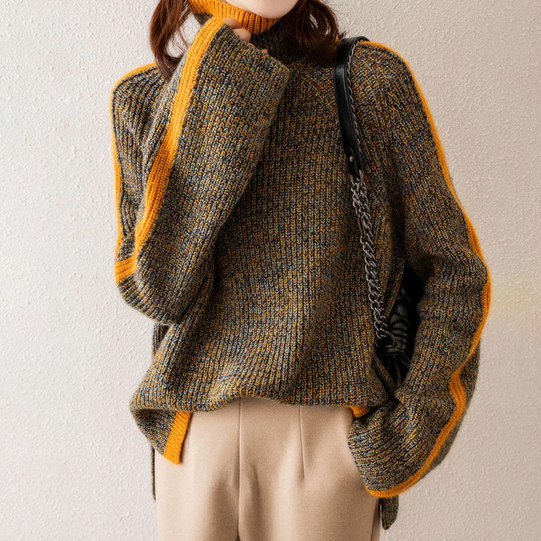Lena | Stilfuld Color-Block Turtleneck Sweater