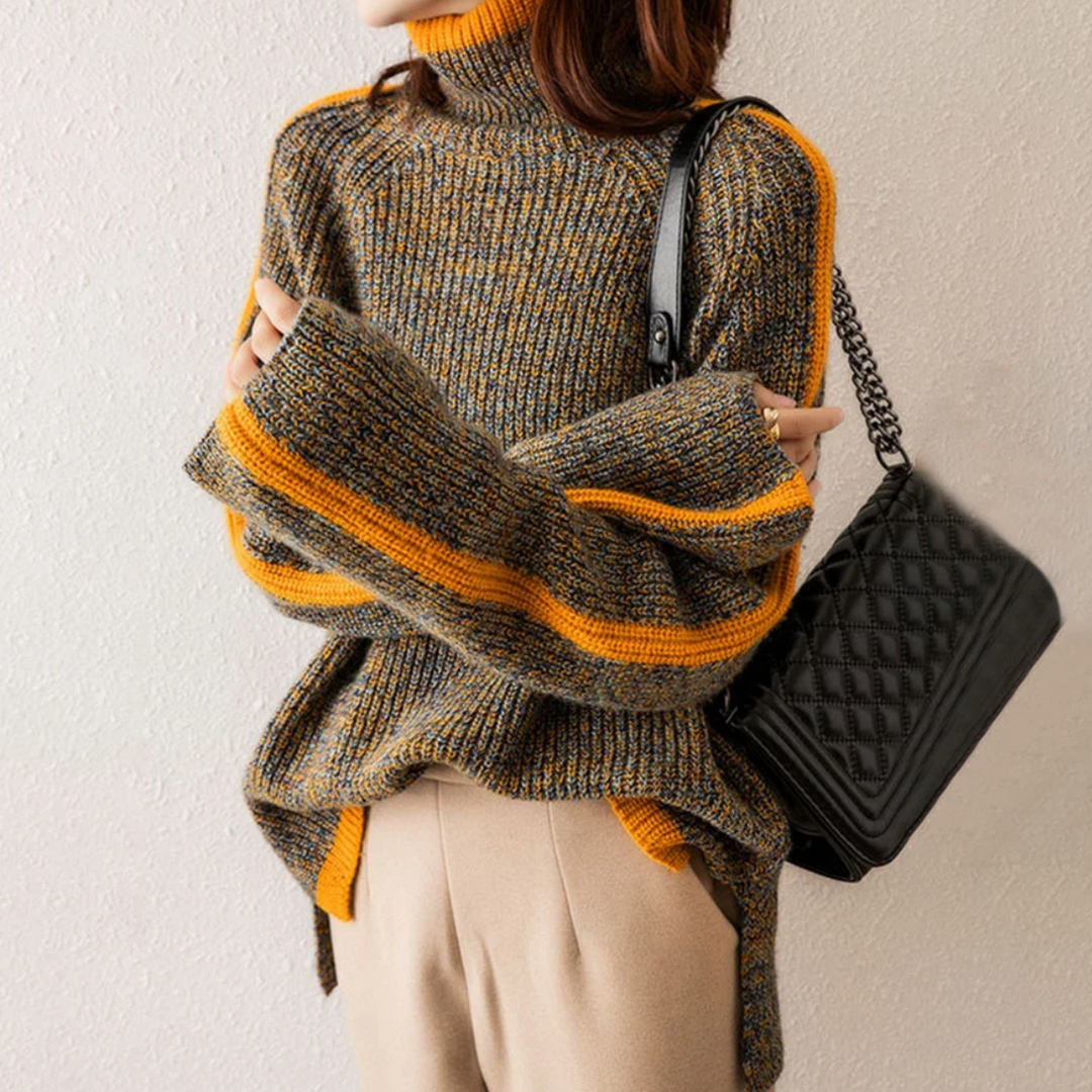 Lena | Stilfuld Color-Block Turtleneck Sweater