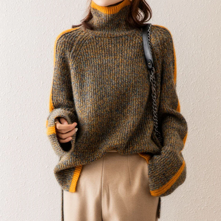 Lena | Stilfuld Color-Block Turtleneck Sweater