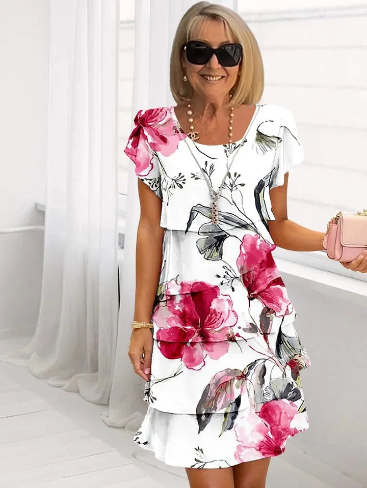 Emilie | Floral Lag-på-Lag Kjole