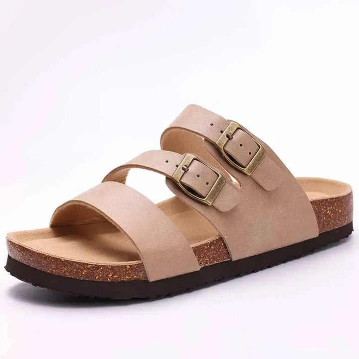 Roma | Triple Strap Cork Sandaler