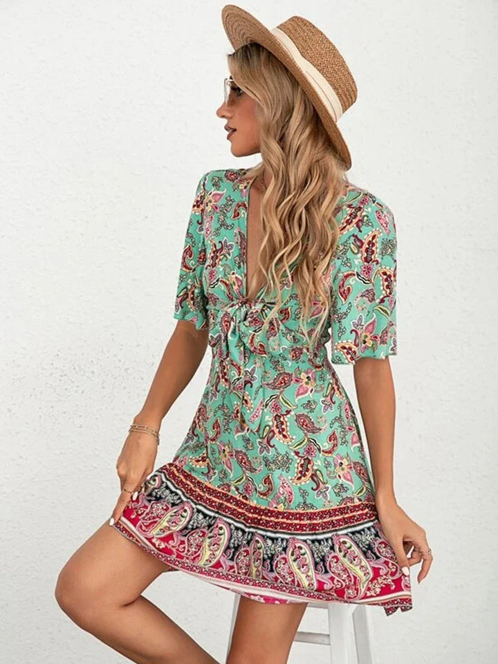 Sarah | Blomster Tie-Front Kjole