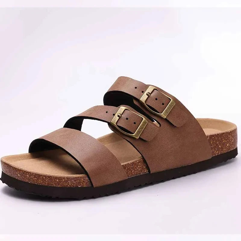 Roma | Triple Strap Cork Sandaler