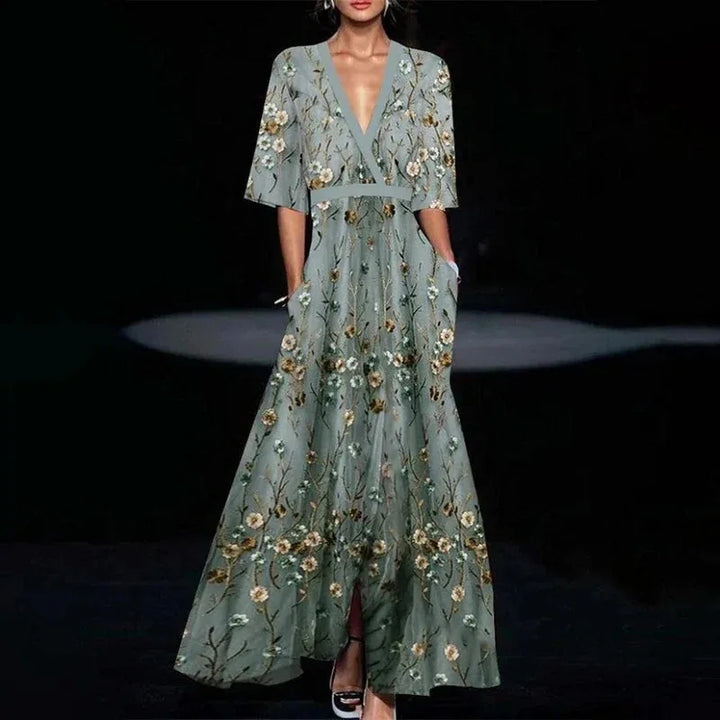 Sofia | Elegant Blomster Maxi Kjole