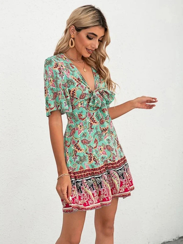 Sarah | Blomster Tie-Front Kjole