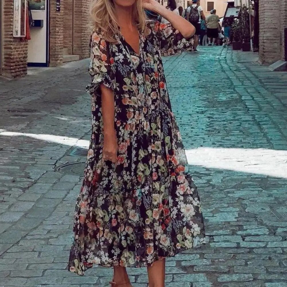 Undine | Blomstret Maxi Kjole