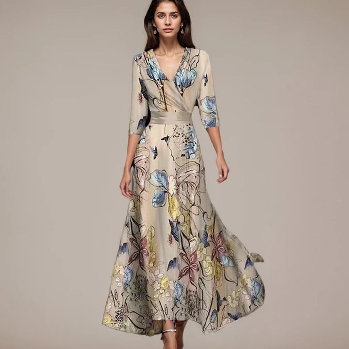 Sophia | Stilfuld Blomstret Omslagskjole
